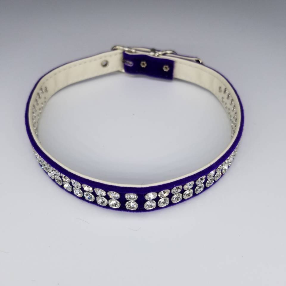 2-Row Velvet Rhinestone Collar